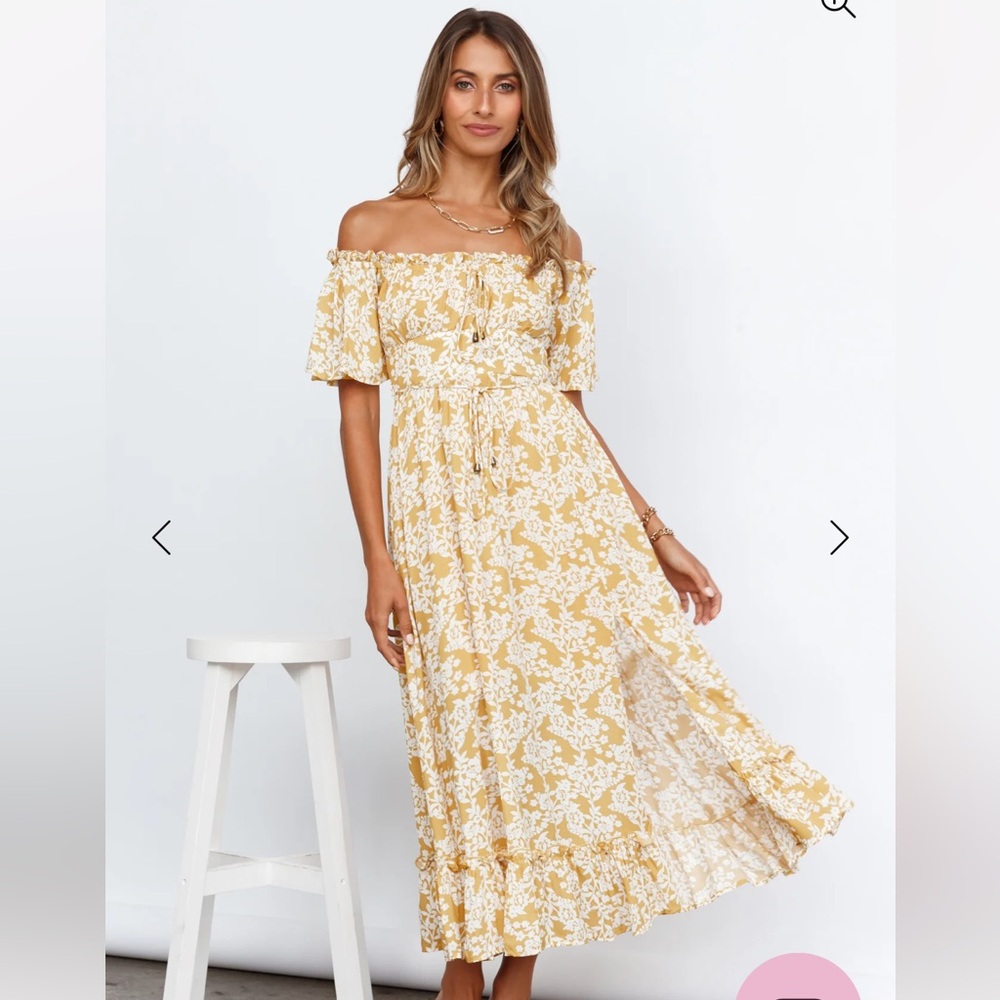 Boho Muse Midi Dress Yellow | Hello Molly